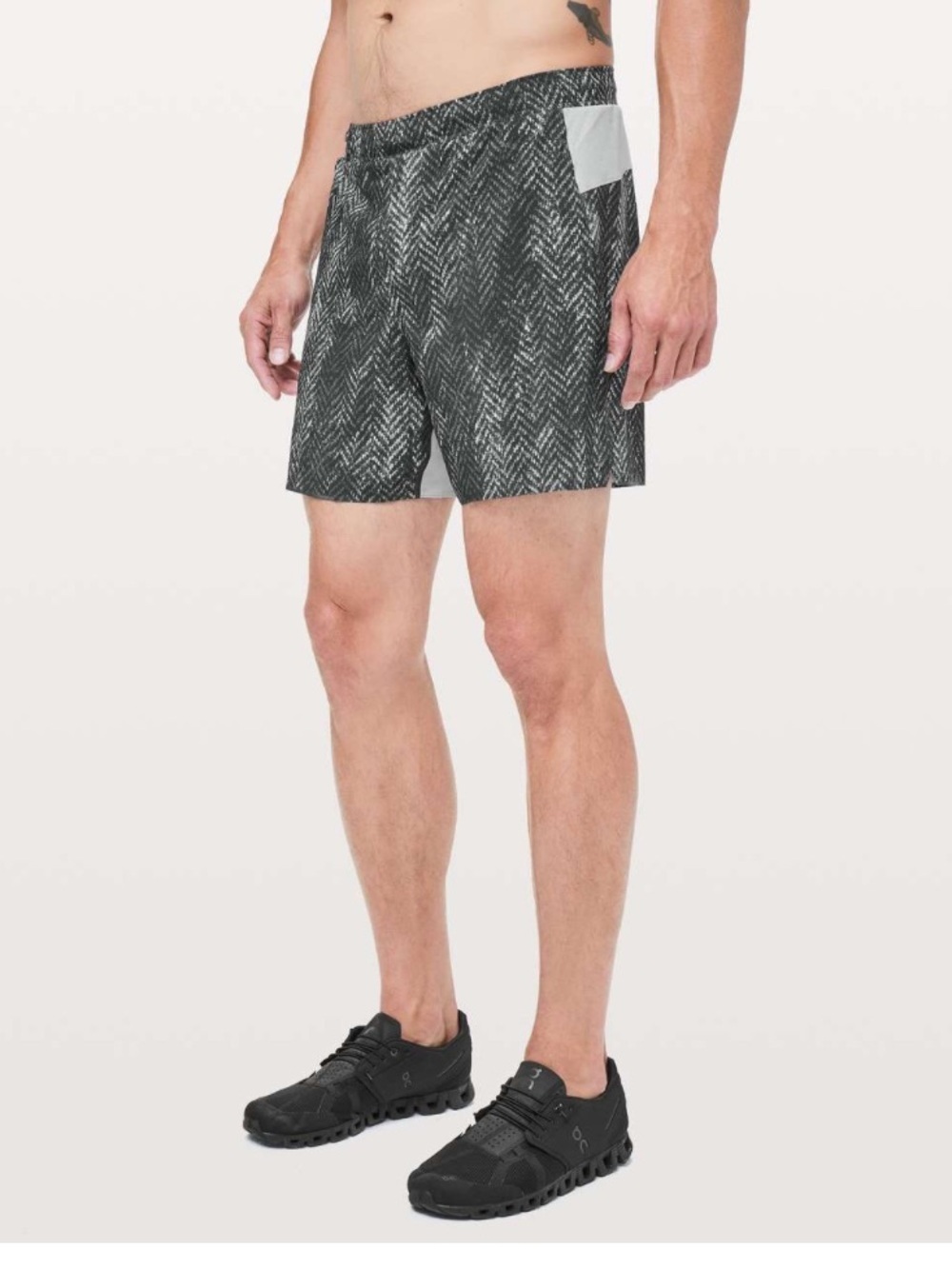 lululemon Surge Short 6" Bleached Herringbone Multi - Black & White